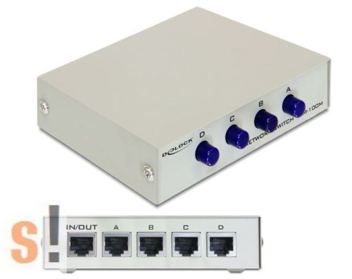 87588 # RJ45 Ethernet manuális átkapcsoló/4x RJ45 Ethernet port/fém készülékház, Delock