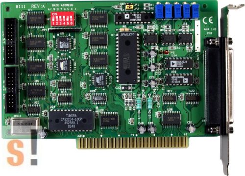 A-8111 #ISA PC kártya/ ISA Board/8x AI/12bit/35kS/s/1x AO/16x DI/16x DO/CA-4002, ICP DAS, ICP CON