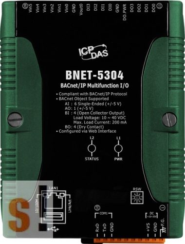 BNET-5304 CR # I/O Modul/BACnet/IP/6AI/1AO/4DI/4DO, ICP DAS