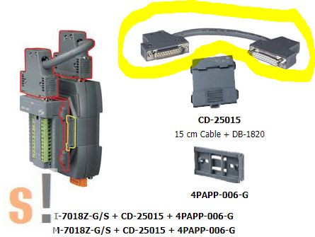 CD-25015 # Kábel/25F-25M/25 mama-25 papa/DIN-sínre a DB-1820 modulhoz/15 cm, ICP CON, ICP DAS