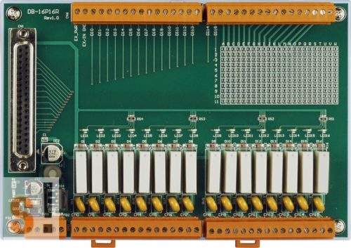 DB-16P16R CR # Bővítő kártya/16x digitális bemenet/16x relé kimenet/Daughter Board/16x DI/16x RO/CA-3710D, ICP CON, ICP DAS