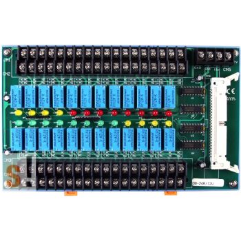   DB-24R/12V/DIN CR # OPTO-22 kompatibilis bővítő kártya/Daugther Board/Relé/24x RO relé kimenet/12V/CA-5015 kábel/DIN sínre rögzíthető/ ICP CON, ICP DAS