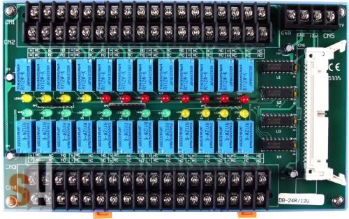 DB-24R/12V/DIN CR # OPTO-22 kompatibilis bővítő kártya/Daugther Board/Relé/24x RO relé kimenet/12V/CA-5015 kábel/DIN sínre rögzíthető/ ICP CON, ICP DAS