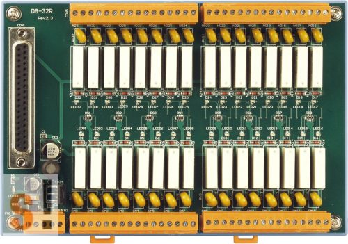 DB-32R CR # Bővítő kártya/Daughter Board/Relé/32x RO/16x DI/16x RO/PISO-C64 vagy ISO-C64 kártyához/ICP CON, CP DAS