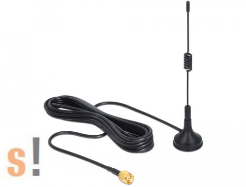 DE88877 # 433 MHz mágnestalpas antenna/ LoRa / ISM / 3 dBi / 3 méter RG-174 kábel/ Delock