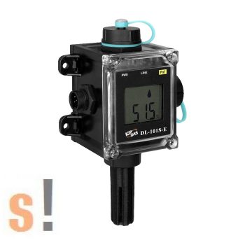   DL-101S-E CR # IoT Adatgyűjtő/Data Logger/Modbus TCP/MQTT/Hőmérséklet/Páratartalom/Harmatpont/PoE/LCD kijelző/IP66/fekete/ICP CON/ICP DAS