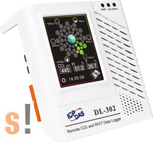 DL-302 # Adatgyűjtő/Data Logger/CO2/Hőmérséklet/Páratartalom/Harmatpont/LCD/Safe Alarm, ICP DAS