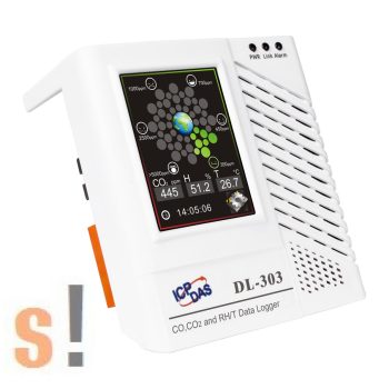   DL-303 # Adatgyűjtő/Data Logger/CO/CO2/Hőmérséklet/Páratartalom/Harmatpont/LCD/Safe Alarm, ICP DAS