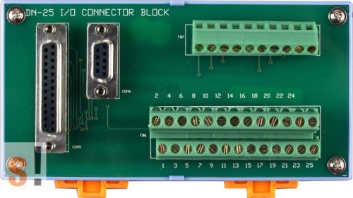 DN-25 CR # Sorkapocs kártya/1x DB9 mama és 1x DB25 mama csatlakozók/CA-0920 és CA-2520 kábel/DIN sínre rögzíthető/ICP CON, ICP DAS