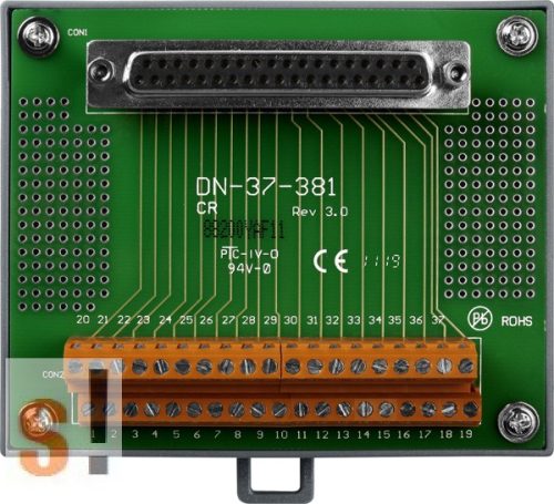 DN-37-381-A CR # Sorkapocs kártya/1x DB37 mama csatlakozó/CA-3710A kábel/381 mm/DIN sínre rögzíthető/ICP CON, ICP DAS