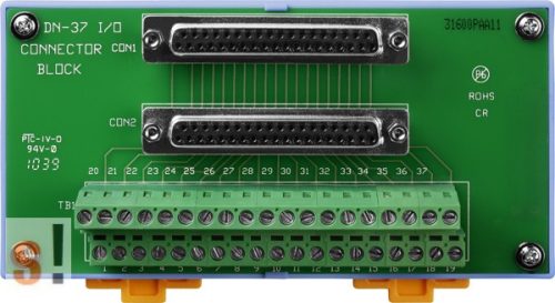 DN-37-A CR # Sorkapocs kártya/2x DB37 mama csatlakozó/CA-3710A kábel/DIN sínre rögzíthető/ICP CON, ICP DAS