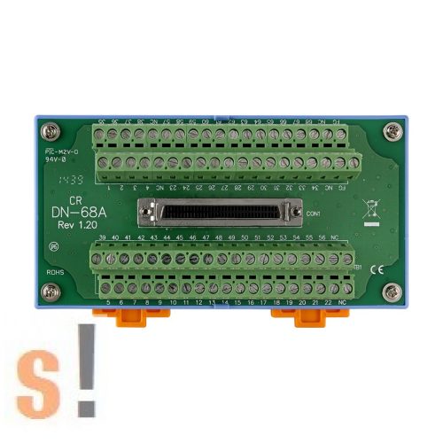 DN-68A CR # I/O sorkapocs csatlakozó blokk/68 pin SCSI-II mama csatlakozóval/DIN sínre rögzíthető/ICP CON, ICP DAS