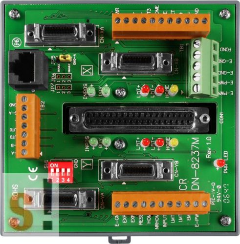 DN-8237MB CR # Bővítő kártya/Daughter Board/PISO-PS200 vagy Mitsubishi MELSERVO-J3/J4/JE servo amplifier-hez/vezetékező kártya/snap on/DIN sínre rögzíthető/ICP CON, ICP DAS