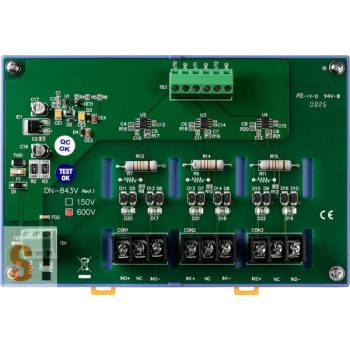   DN-843V-600V # 3 csatornás feszültség osztó/Voltage Input Attenuator/ 600 Vdc/nem szigetelt/DIN sínre rögzíthető/ICP CON, ICP DAS