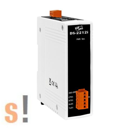 DS-2212i CR # Ipari Soros-Ethernet konverter/Device Server/1x RS-232 port/Szigetelt/2x LAN port/PoE/2 portos Ethernet switch/felfűzhető/DIN sínre/ICP CON/ICP DAS