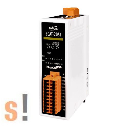 ECAT-2051 # I/O Modul/EtherCAT/Slave/16DI/Sink/Source, szigetelt, ICP DAS