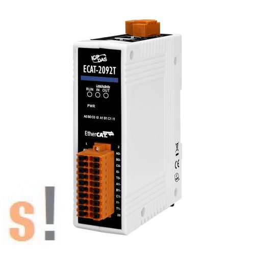 ECAT-2092T CR # EtherCAT enkóder  és számláló I/O modul/ 2x bemenet/2x kimenet/32 bit/4 MHz/CW/CCW /Pulse/Direction/A/B Phase/2Ch Incremental Encoder/ ICP CON, ICP DAS