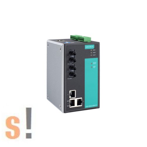 EDS-505A-MM-ST # menedzselt ipari Ethernet switch/5 port/ 3x 10/100BaseT(X) port és 2x 100BaseFX multi-mode port ST fiber csatlakozóval/-10 ~ +60°C/ DIN sínre/ MOXA
