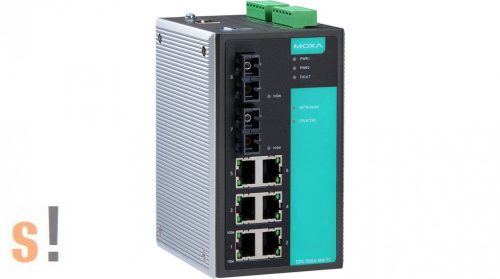 EDS-508A-MM-SC # Menedzselt Ethernet switch/6x 10/100BaseT(X) port és 2x 100BaseFX multi-mode port SC csatlakozóval/-10~60°C/DIN sínre, MOXA