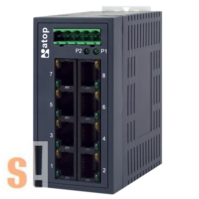 EH2008 # 8 portos ipari Ethernet switch/ 10/100 Mbps/ Redundáns duál tápfeszültség bemenet/ DIN sínre/ ipari / Nem menedzselt, ATOP