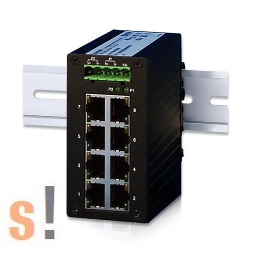 EH2308 # 8 portos ipari Ethernet switch/ Redundáns duál tápfeszültség bemenet/ 10/100 Mbps/Fém ház, ATOP