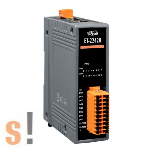 ET-2242U CR # Ethernet I/O modul/Modbus TCP/16x DO digitális kimenet/Push-Pull/2 portos Ethernet switch/ICP CON/ICP DAS 