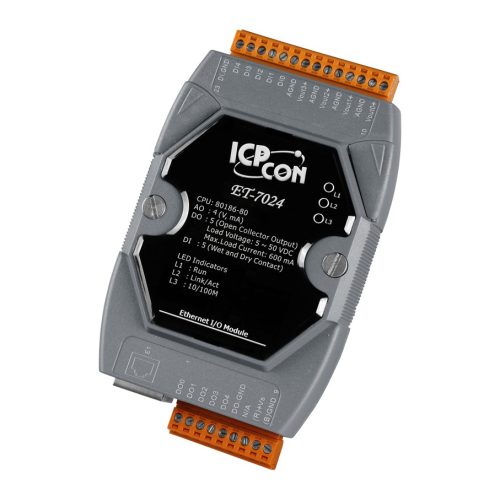 ET-7024 # Ethernet I/O Module/Modbus TCP/4AO/5DI/5DO, ICP DAS