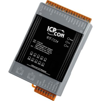   ET-7224 # Ethernet I/O Module/Modbus TCP/4AO/5DI/5DO/2LAN, ICP DAS