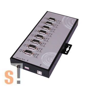   EX-1348HMV # USB--RS-232/422/485 konverter/8x RS232/422/485 port/Fém ház/FTDI chip set/DIN sínre, Exsys
