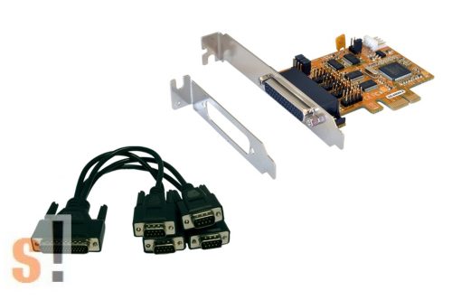 EX-44044-2 # 4x RS-232 portos PCI-E kártya/4x DB9 papa csatlakozó, Exsys