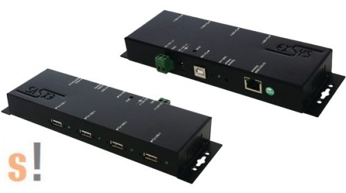 EX-6002PoE # Hálózati USB szerver/4x USB 2.0 port/Gigabit Ethernet/10/100/1000/PoE/fém ház, Exsys
