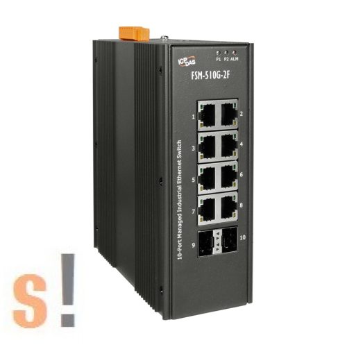 FSM-510G-2F # 8 portos 10/100/1000Base-T + 2 (100/1G) SFP portos L2 Plus Managed Switch, ICP DAS