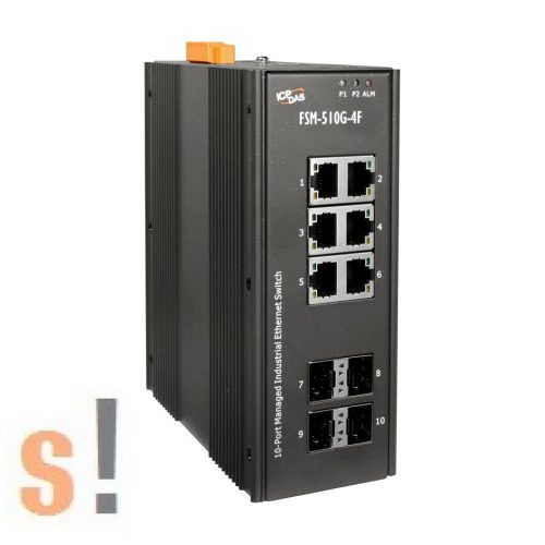 FSM-510G-4F # 6 portos 10/100/1000Base-T + 4 (100/1G) SFP portos L2 Plus Managed Switch, ICP DAS