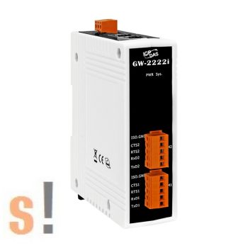   GW-2222i # Átjáró/Gateway/Modbus TCP - Modbus RTU/2x LAN port/2x szigetelt RS-232 port/ICP DAS