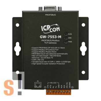  GW-7553-M # Profibus - Modbus TCP/RTU/ASCII átjáró, gateway/fém készülékház ICP DAS ICP CON
