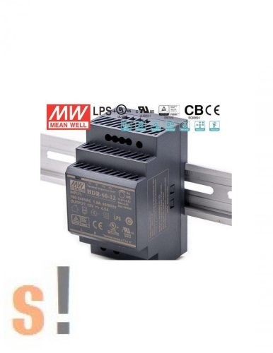 HDR-60-12 # Stabilizált tápegység/DIN sínre/12 VDC/4.5 A/36W/10.8~13.8V szabályozható kimenet/extrém alacsony méret, Mean Well