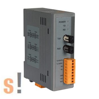   I-2541 # Konverter/RS-232/422/485 - Fiber/ST csatlakozók/2km/ipari/ DIN sínre/ ICP CON, ICP DAS