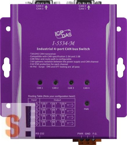 I-5534-M # Ipari 4 portos CAN switch, Switch/CAN/4port/LED/fém ház, ICP DAS
