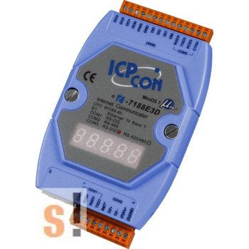   I-7188E3D-232 # Device Server/Ethernet - RS-232/485 konverter/ 2x RS-232 és 1x RS-485 port/4x DI, 4x DO/LED, ICP DAS