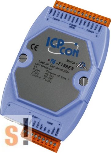 I-7188E8 # Device Server/Ethernet - RS-232/485 konverter/ 7x RS-232 és 1x RS-485 port, ICP DAS