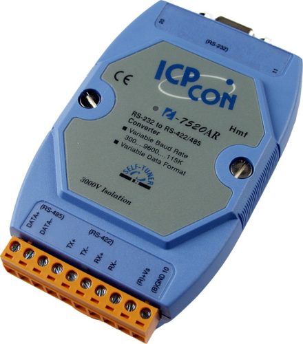 I-7520AR #  RS-232 - RS-422/485 konverter/ szigetelt/ 3000 Vdc/ Ipari/DIN sínre/ PLC -ről történő tápláláshoz/2 vagy 4-vezetékes/ICP CON/ ICP DAS