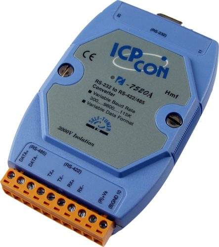 I-7520A #  RS-232 - RS-422/485 konverter/ szigetelt/3000 Vdc/2-4-vezetékes/Ipari/ DIN sínre/ICP CON/ ICP DAS