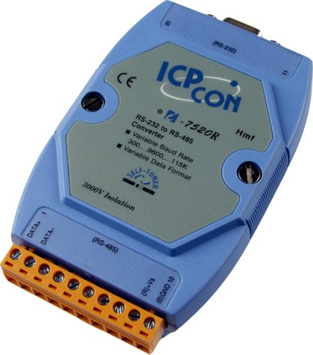I-7520R #  RS-232 - RS-485 konverter/ szigetelt/ 3000 Vdc/ Ipari/DIN sínre/ PLC -ről történő tápláláshoz/ICP CON/ ICP DAS