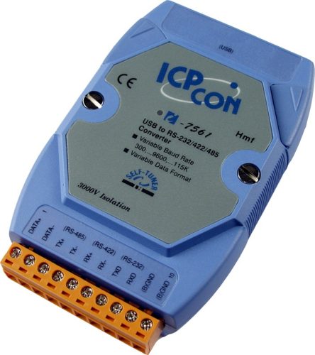 I-7561 # szigetelt USB - RS-232/422/485 konverter/3 kV optikai szigetelés/15 kV ESD/DIN sínre/ Windows XP/7/10, ICP DAS