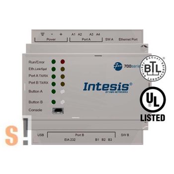   INBACMBM1000000 #  Modbus - BACNET konverter/Protokoll átalakító/ 2x Soros RS-485 port és 1x Ethernet port/100 points/ INTESIS