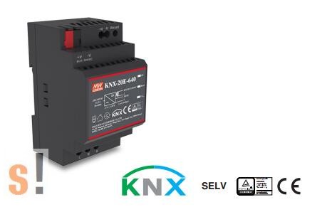 KNX-20E-640 # Tápegység/KNX/EIB/ 19,2W/ 30VDC/ 640mA/integrált áramgenerátor/DIN sínre, Mean Well