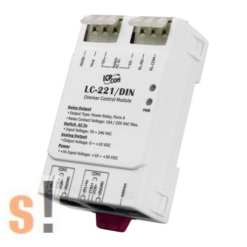 LC-221/DIN # Dimmer vezérlő modul/Modbus RTU/1 csatornás/DIN sínre ICP DAS