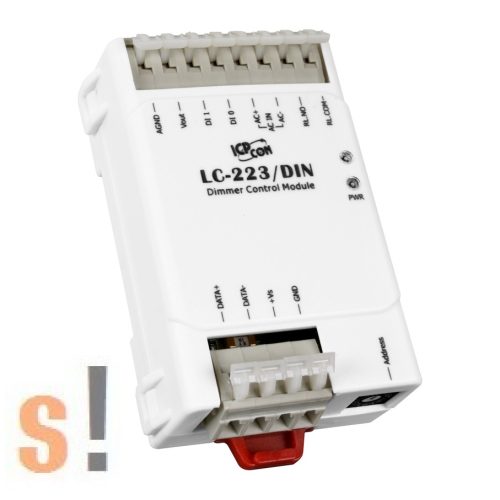 LC-223/DIN # Dimmer vezérlő modul/DCON/Modbus RTU/1 csatornás/1x AI/2x DI/1x relé kimenet/DIN sínre ICP DAS, ICP CON