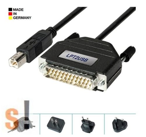 LPT2USB # Párhuzamos port - USB átalakító/USB-B csatlakozó/DB25 apa csatlakozó/ AK-Nord