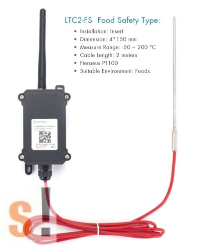 LTC2-FS # LoRaWAN IoT szenzor/hőmérséklet jeladó/-50~+200°C/Pt100 szenzor/8500mAh Li-SOCI2 akkumulátor/DRAGINO